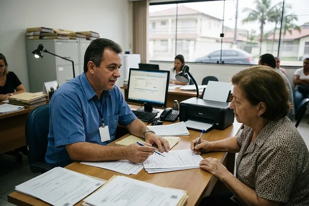 Despachante orientando sobre transferência de veículo em Itanhaém.