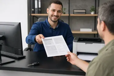Despachante trabalhando na impressão de CRLV-e em Itanhaém.